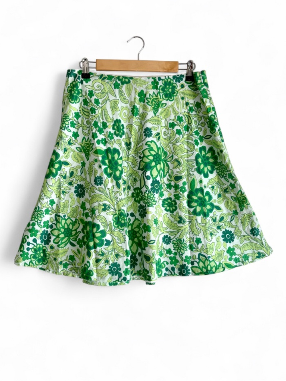 Gap 100% Cotton Green Floral A Line Skirt Size 8 - Picture 1 of 5